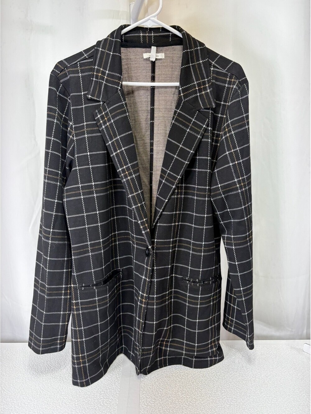 Maurices Black and White Plaid Single Button Blazer Jacket 225D